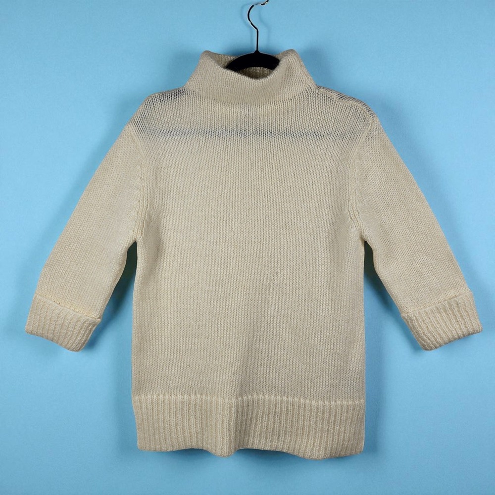 Vintage Jacqueline Ferrar Sweater Women's Large Ivory Mohair Blend‎ Turtleneck